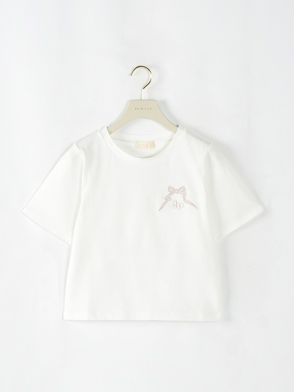 リボンモチーフロゴTシャツ 詳細画像 オフホワイト×ピンク 1