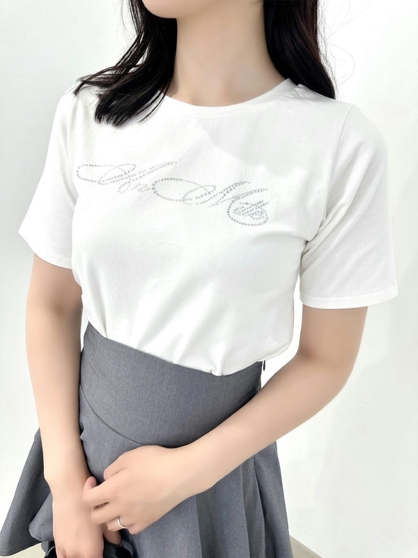 ラインストーンロゴTシャツ 詳細画像 オフホワイト 1