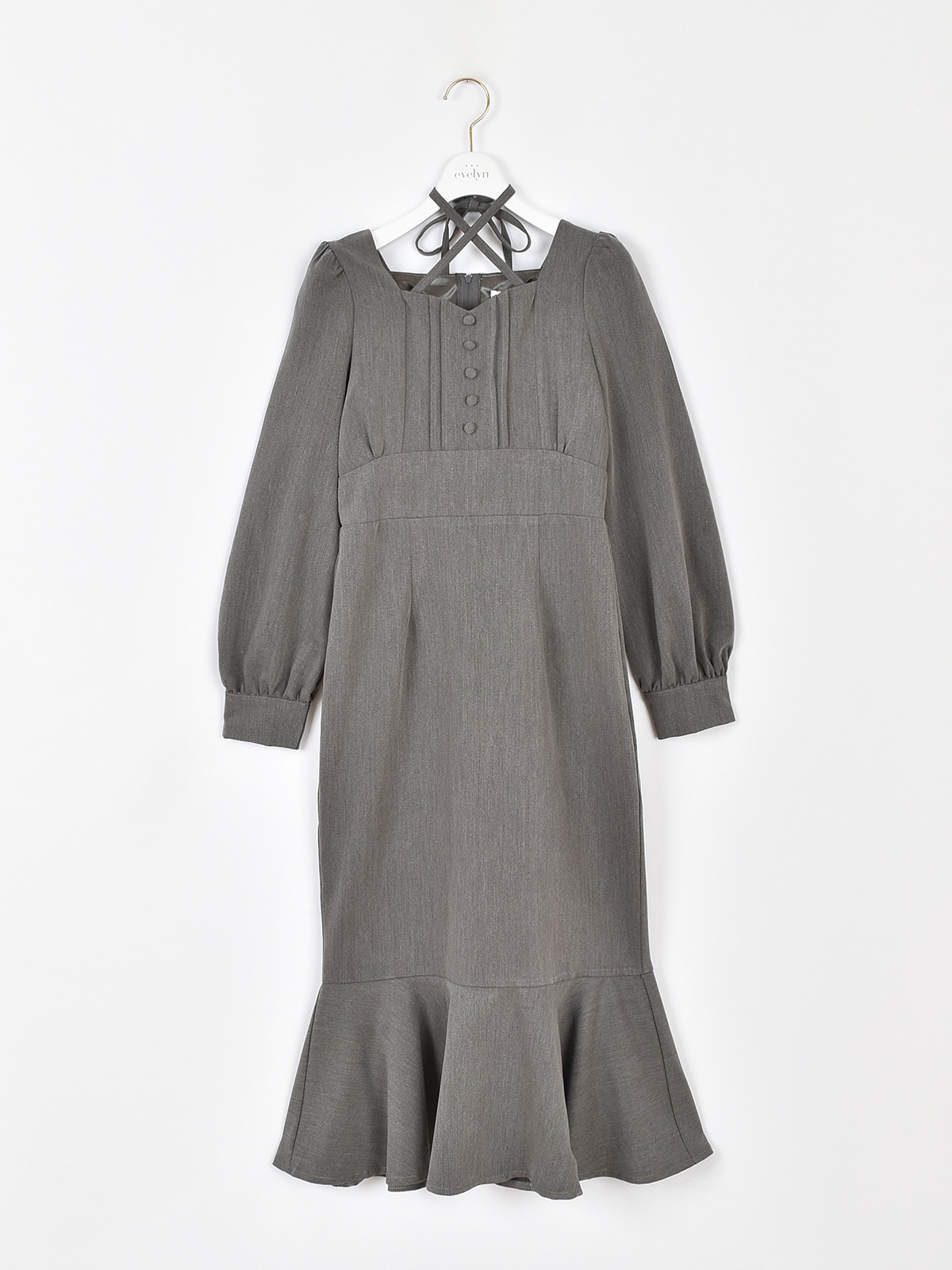 evelyn マーメイドタイトOP エブリンワンピース チャコール