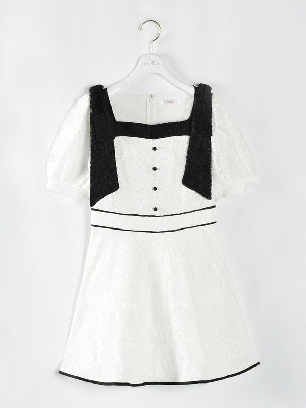 evelyn 半袖 レース ロンパース evelyn リボンロンパース ピンク