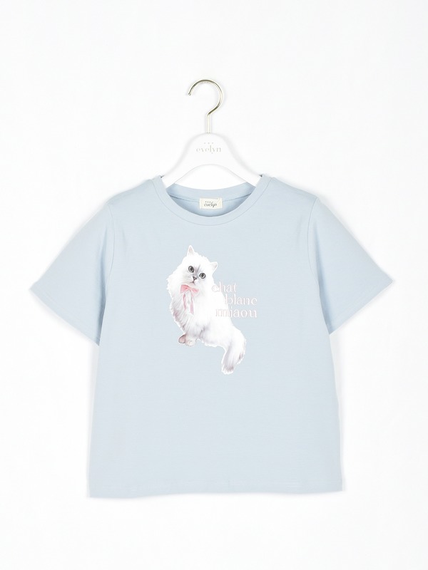 白猫ちゃんTシャツ 詳細画像 ブルー 1