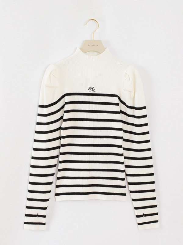 ロゴ刺繍パフニット 詳細画像 オフホワイトボーダー 16