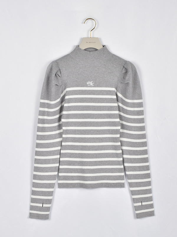 ロゴ刺繍パフニット 詳細画像 オフホワイトボーダー 16