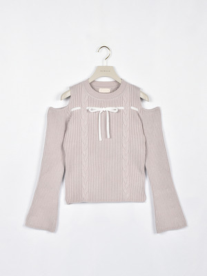 ショルダーカットリボンニット