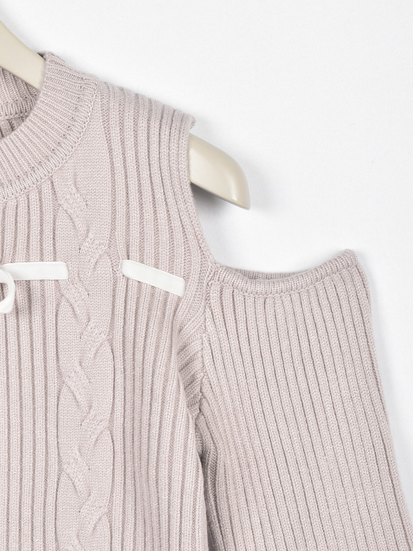 ショルダーカットリボンニット 詳細画像 ブラック 11