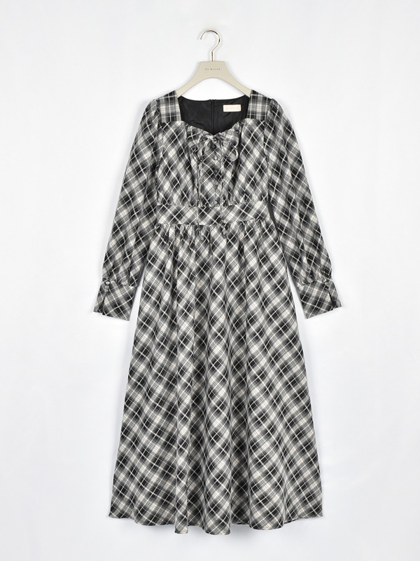 スクエアネックフレアワンピース 詳細画像 チェック 1