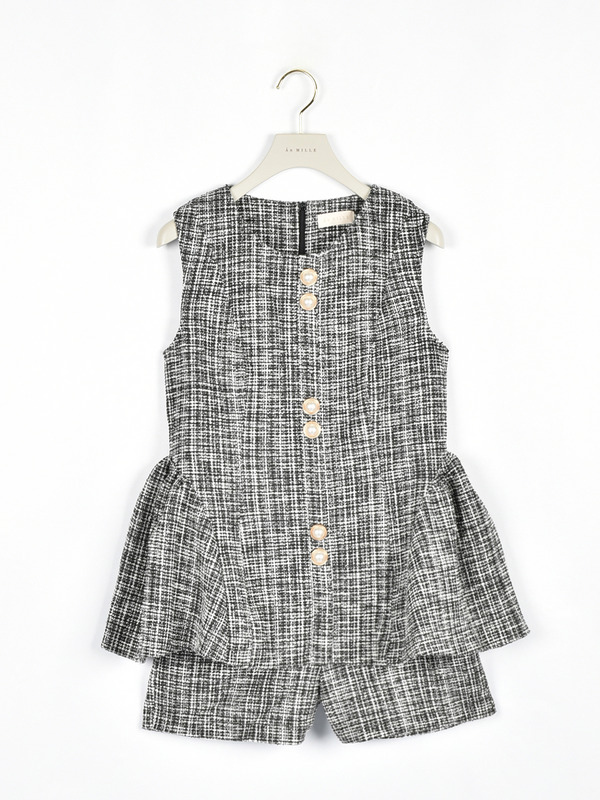 ツイードペプラムセットアップ 詳細画像 ブラック 1