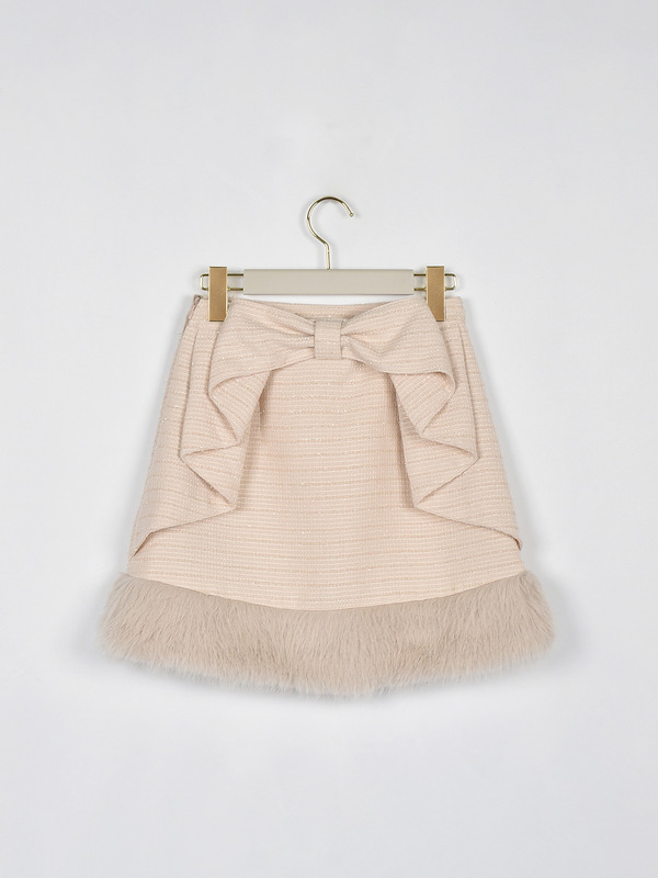 ファーリボンツイードスカート 詳細画像 ブラック 16