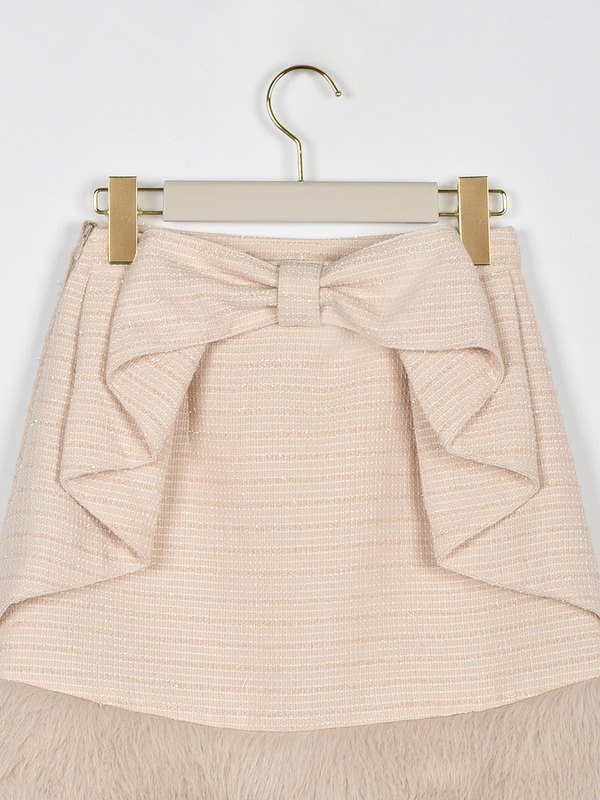 ファーリボンツイードスカート 詳細画像 ブラック 16