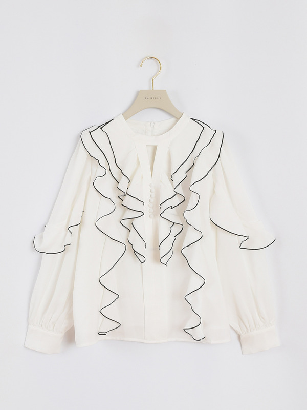 フリルバイカラーブラウス 詳細画像 ブラック 11