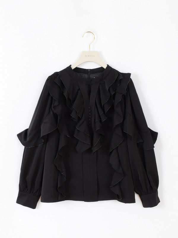 フリルバイカラーブラウス 詳細画像 ブラック 11