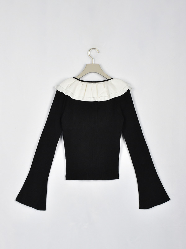 フリルカラークロスニット 詳細画像 チャコール 16