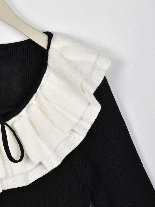 フリルカラークロスニット 詳細画像 チャコール 16