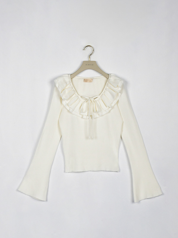 フリルカラークロスニット 詳細画像 ホワイト 1