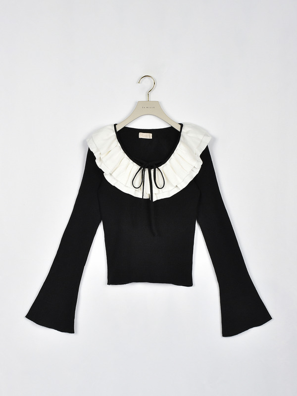 フリルカラークロスニット 詳細画像 ブラック 1