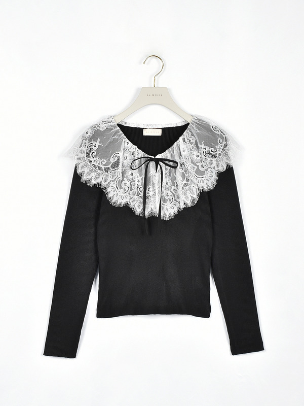 レースカラーフリルニットソー 詳細画像 ブラック 16