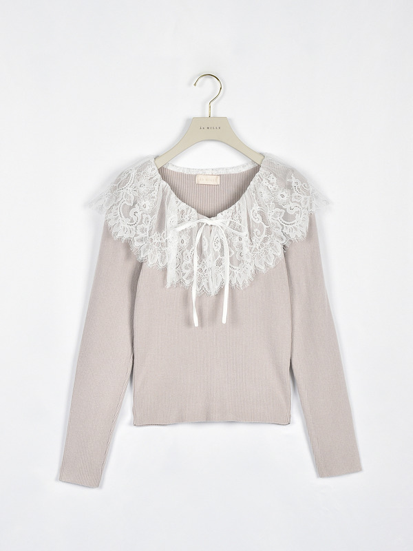 レースカラーフリルニットソー 詳細画像 ブラック 16