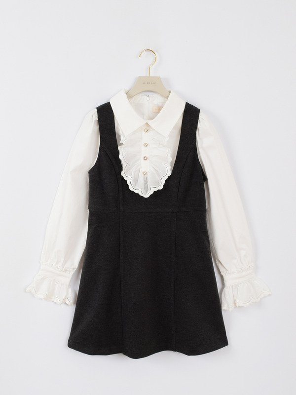 フリルビジューセットワンピース 詳細画像 チャコール 1