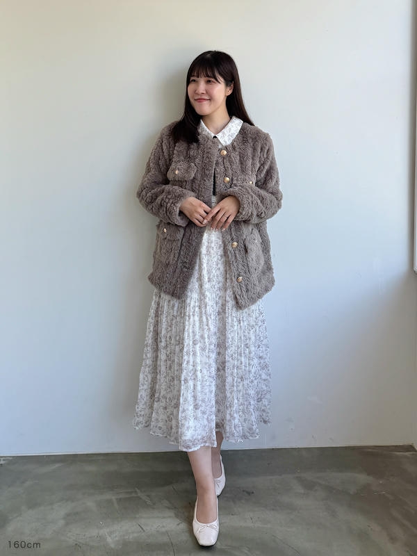 ゴールドボタンファーコート 詳細画像 オフホワイト 16