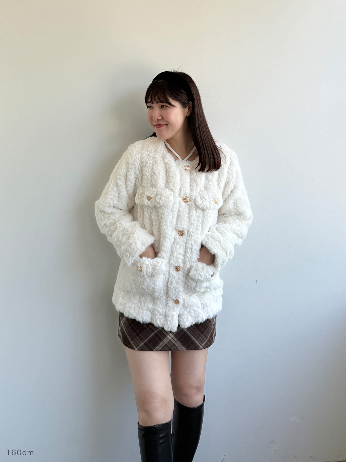 美品★エムプルミエクチュール★ファー　コート　32P ボアミドル丈コート（4-0021-6-28-001）｜fredy emue(フレディ