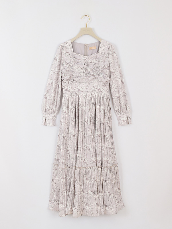 ギャザープリーツフラワーワンピース 詳細画像 ブラウン 16