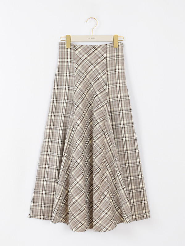 チェックフレアロングスカート 詳細画像 ベージュ 11
