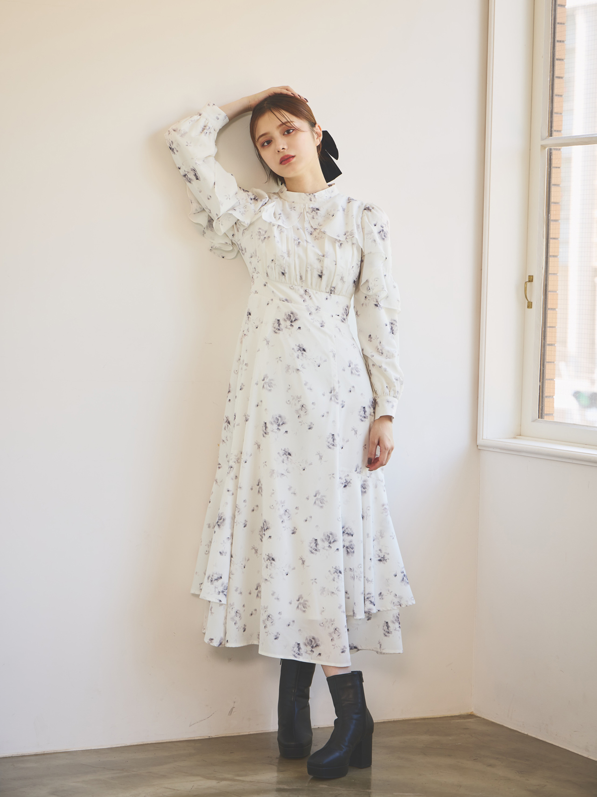 タグ付き☆Her lip to 花柄フレアワンピース M Her lip to ニットワンピース M ブラック レディース : ZOZOTOWN Yahoo