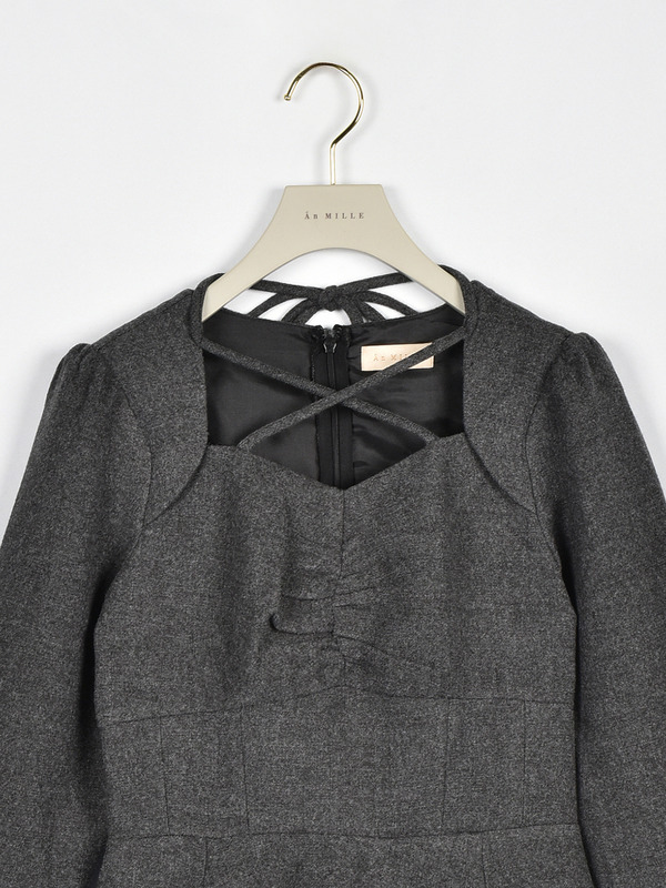 クロスリボンフレアワンピース 詳細画像 チャコール 16