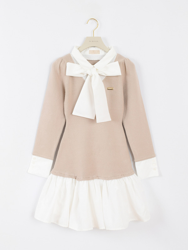 シャツドッキングニットワンピース 詳細画像 グレイ 11