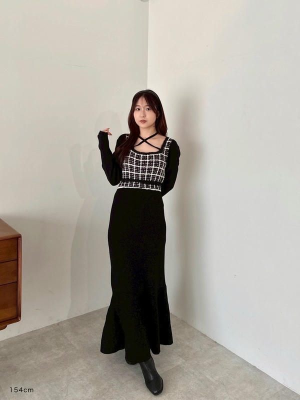 クロスマーメイドニットワンピース 詳細画像 ブラック 16