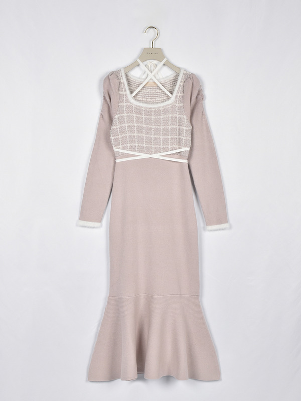 クロスマーメイドニットワンピース 詳細画像 ピンク 1