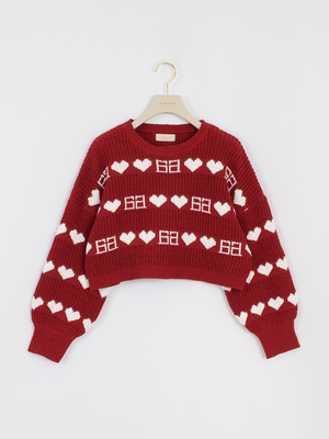 ロゴハートモールニット