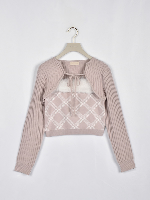 ファーキャミボレロニット 詳細画像 ピンク 1