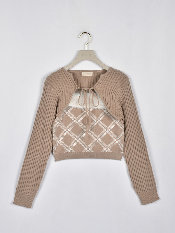 ファーキャミボレロニット 詳細画像 ベージュ 1