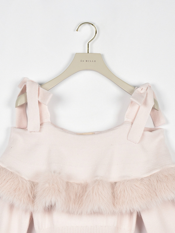 ファーオフショルニットワンピース 詳細画像 ブラック 16