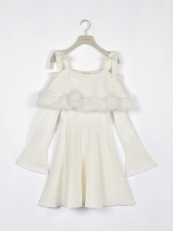 ファーオフショルニットワンピース 詳細画像 オフホワイト 1