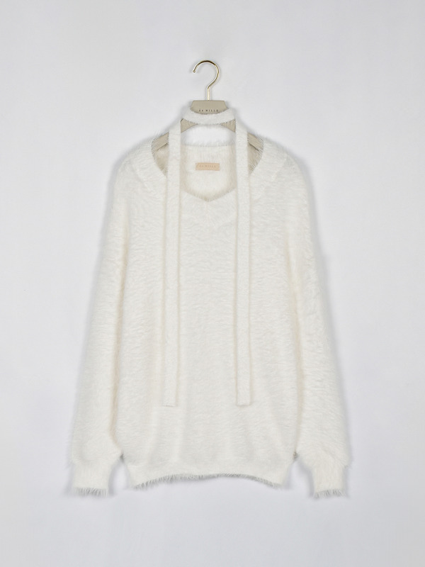 シャギーリボンタイニット 詳細画像 オフホワイト 1