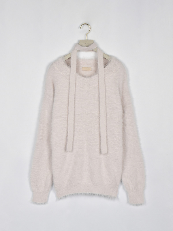 シャギーリボンタイニット 詳細画像 ピンク 1