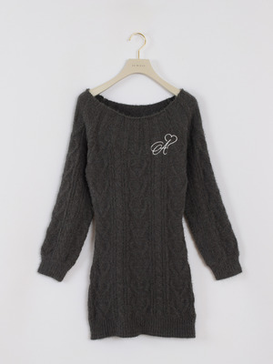 ハートケーブルニットワンピース