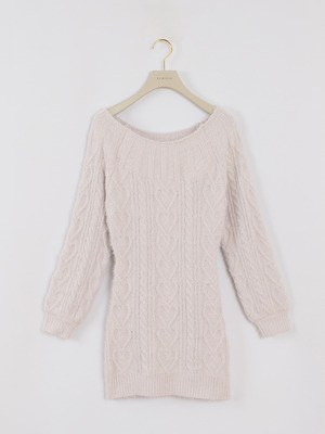 ハートケーブルニットワンピース