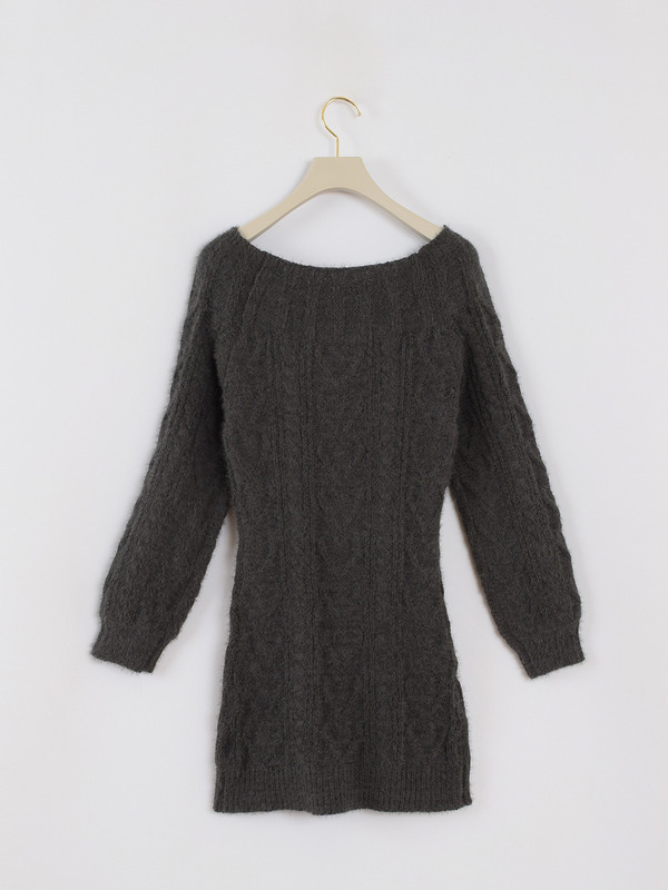 ハートケーブルニットワンピース 詳細画像 チャコール 16