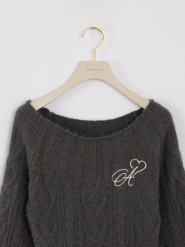 ハートケーブルニットワンピース 詳細画像 チャコール 16