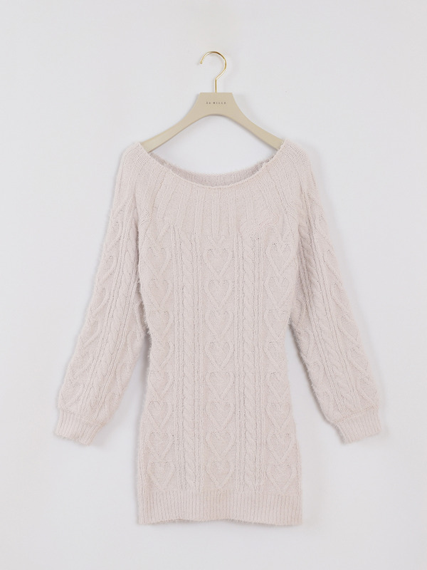 ハートケーブルニットワンピース 詳細画像 ピンク 1