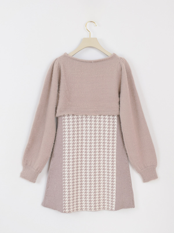 シャギーボレロ千鳥ワンピース 詳細画像 ブラック 16