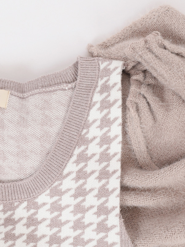 シャギーボレロ千鳥ワンピース 詳細画像 ブラック 16