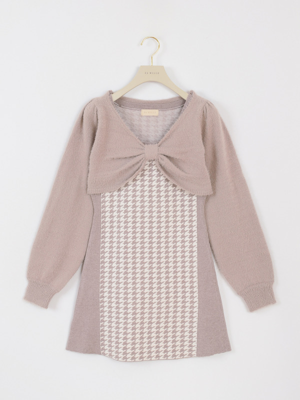 シャギーボレロ千鳥ワンピース 詳細画像 ピンク 1