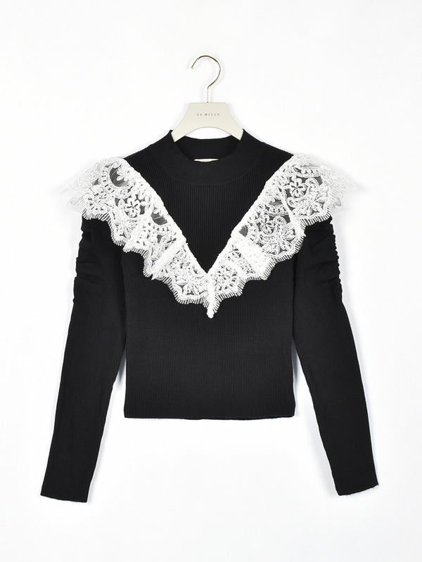 フリルレースニット 詳細画像 ブラック 16