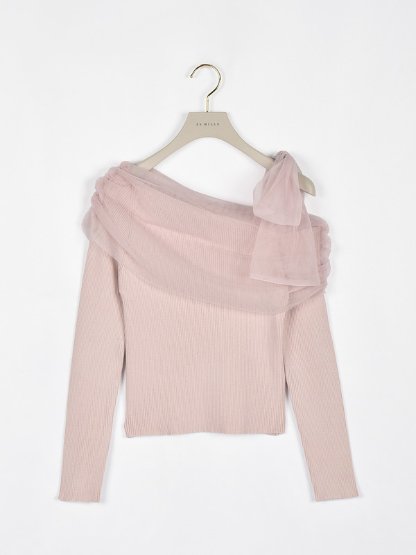 チュールワンショルニット 詳細画像 ブラック 16