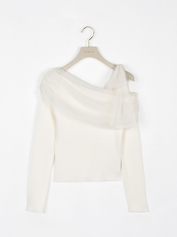 チュールワンショルニット 詳細画像 ブラック 16