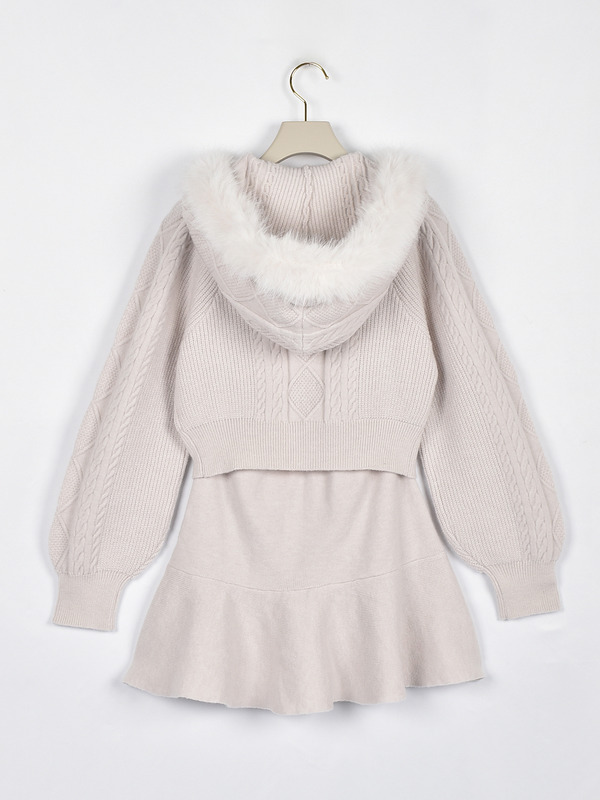 ニットフーディーセットアップ 詳細画像 オフホワイト 11